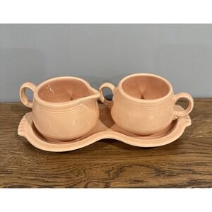3 Piece Set- Vintage Fiestaware Sugar Creamer‎ Tray Set Apricot
